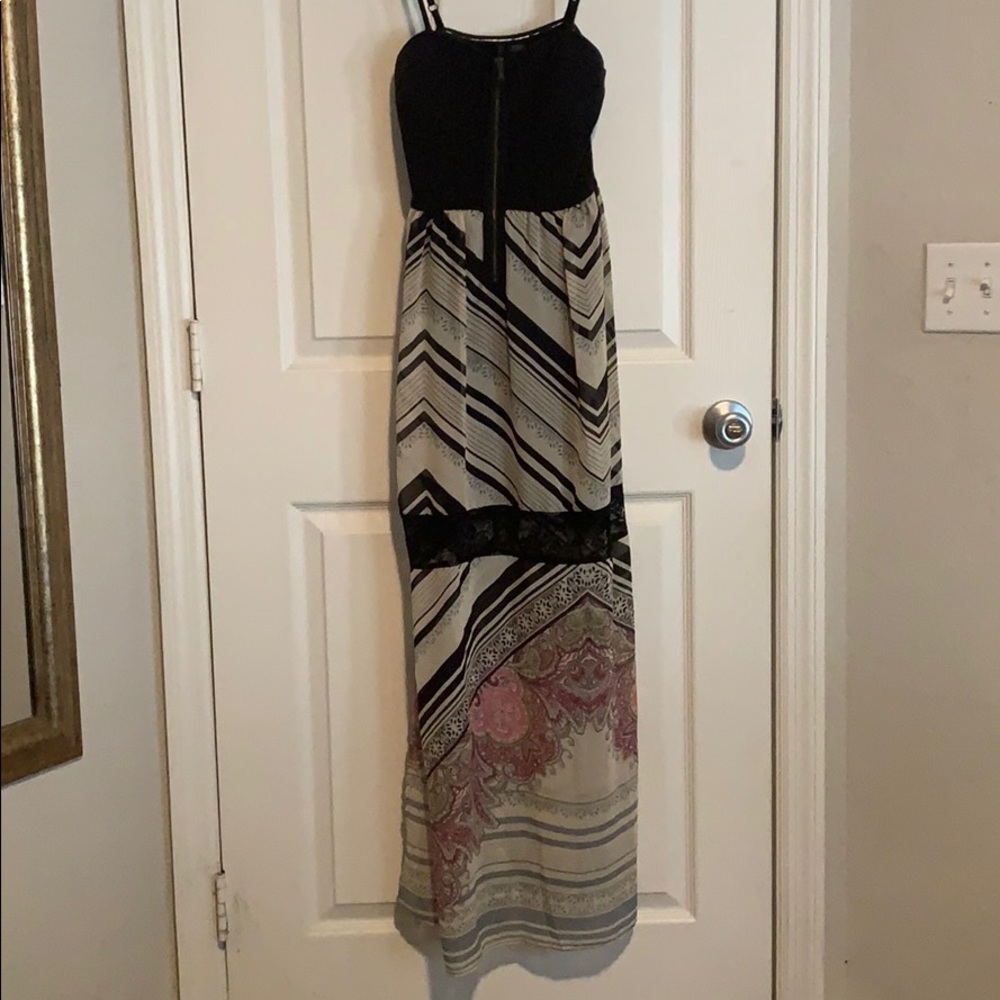 Black/floral maxi dress